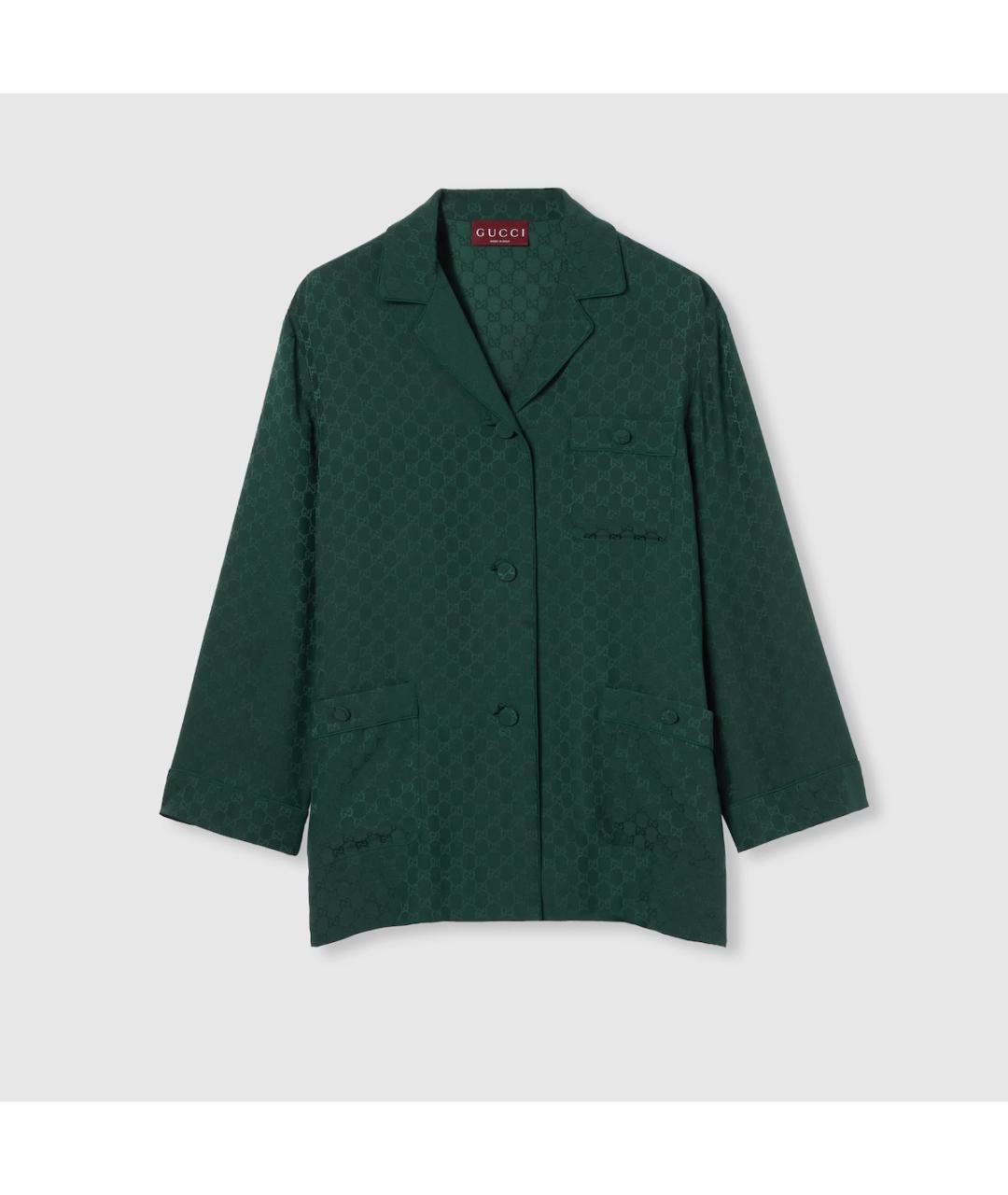 GUCCI Зеленая шелковая рубашка, фото 1