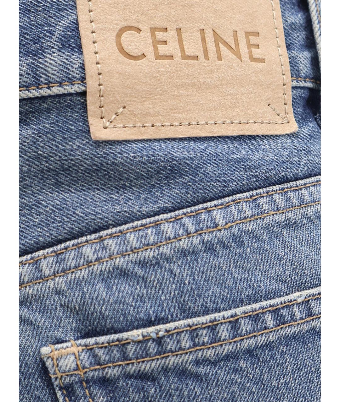 CELINE Голубые хлопковые прямые джинсы, фото 3