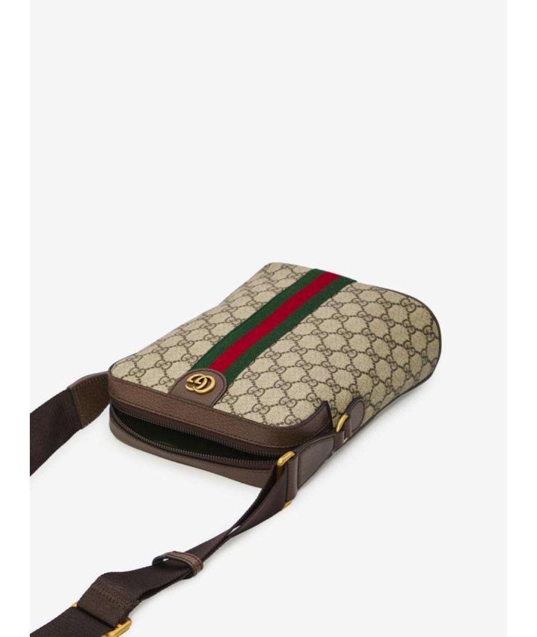 GUCCI Бежевая тканевая сумка на плечо, фото 3