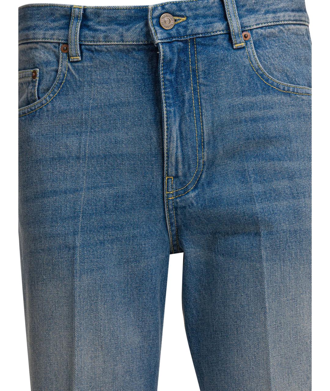 VALENTINO Голубые хлопковые прямые джинсы, фото 3