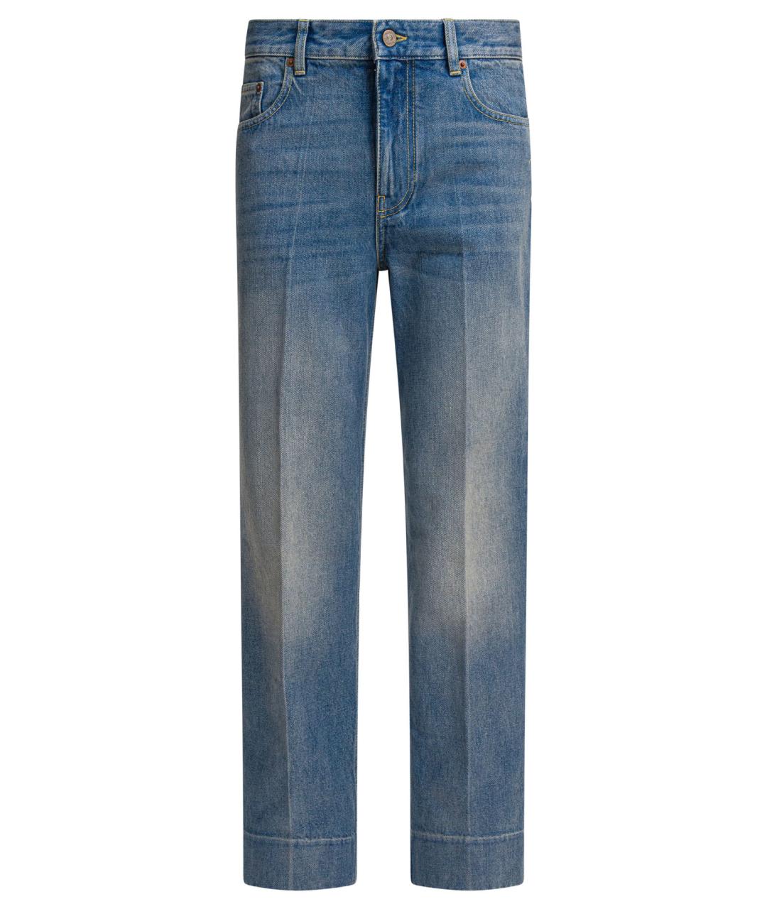 VALENTINO Голубые хлопковые прямые джинсы, фото 1