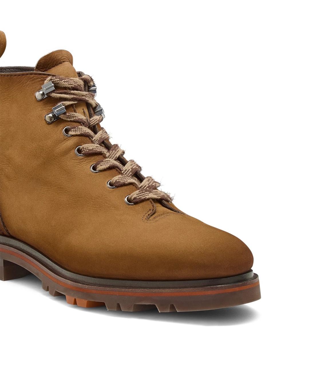 SANTONI Коричневые кожаные высокие ботинки, фото 2