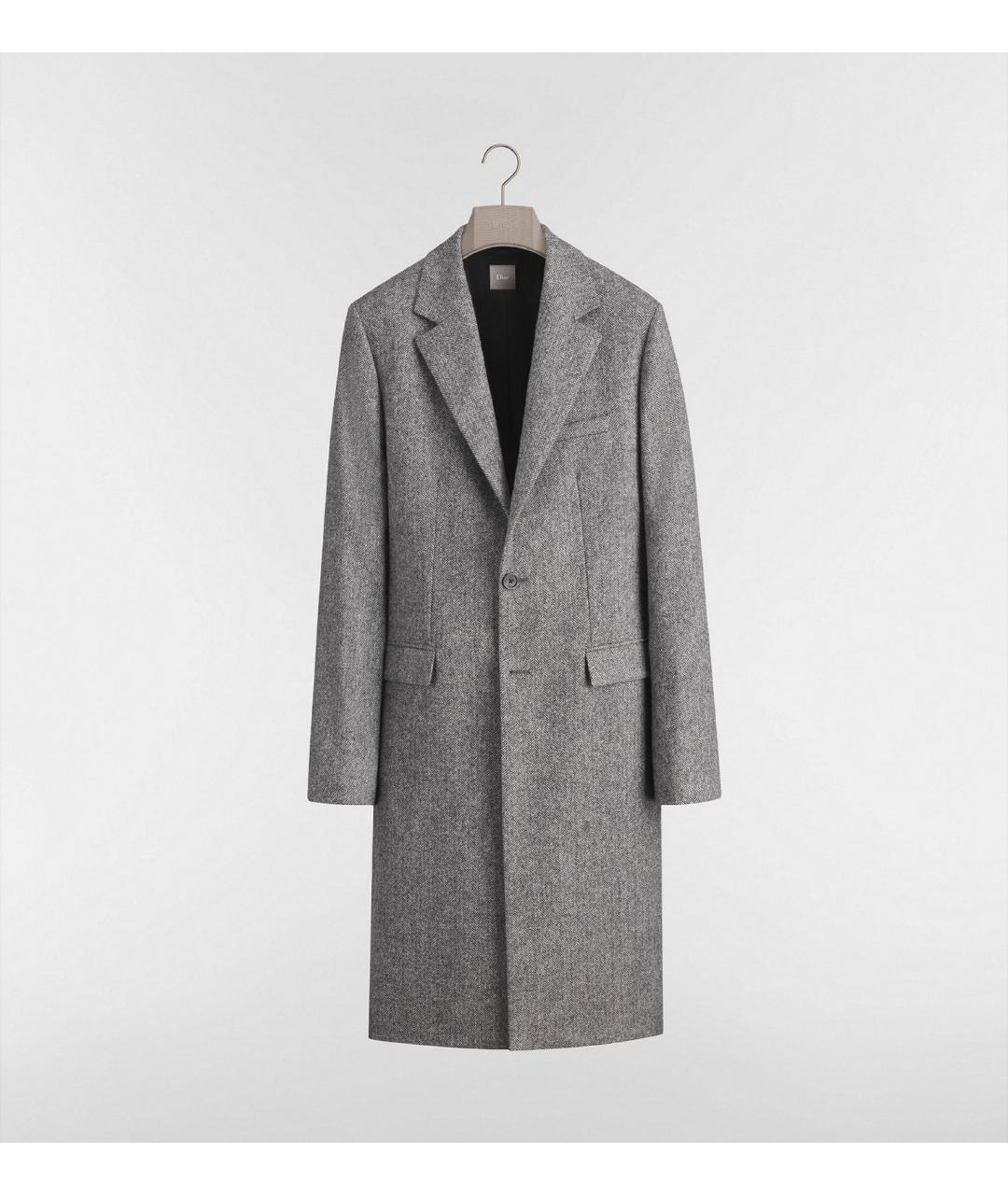 CHRISTIAN DIOR Серое шерстяное пальто, фото 4