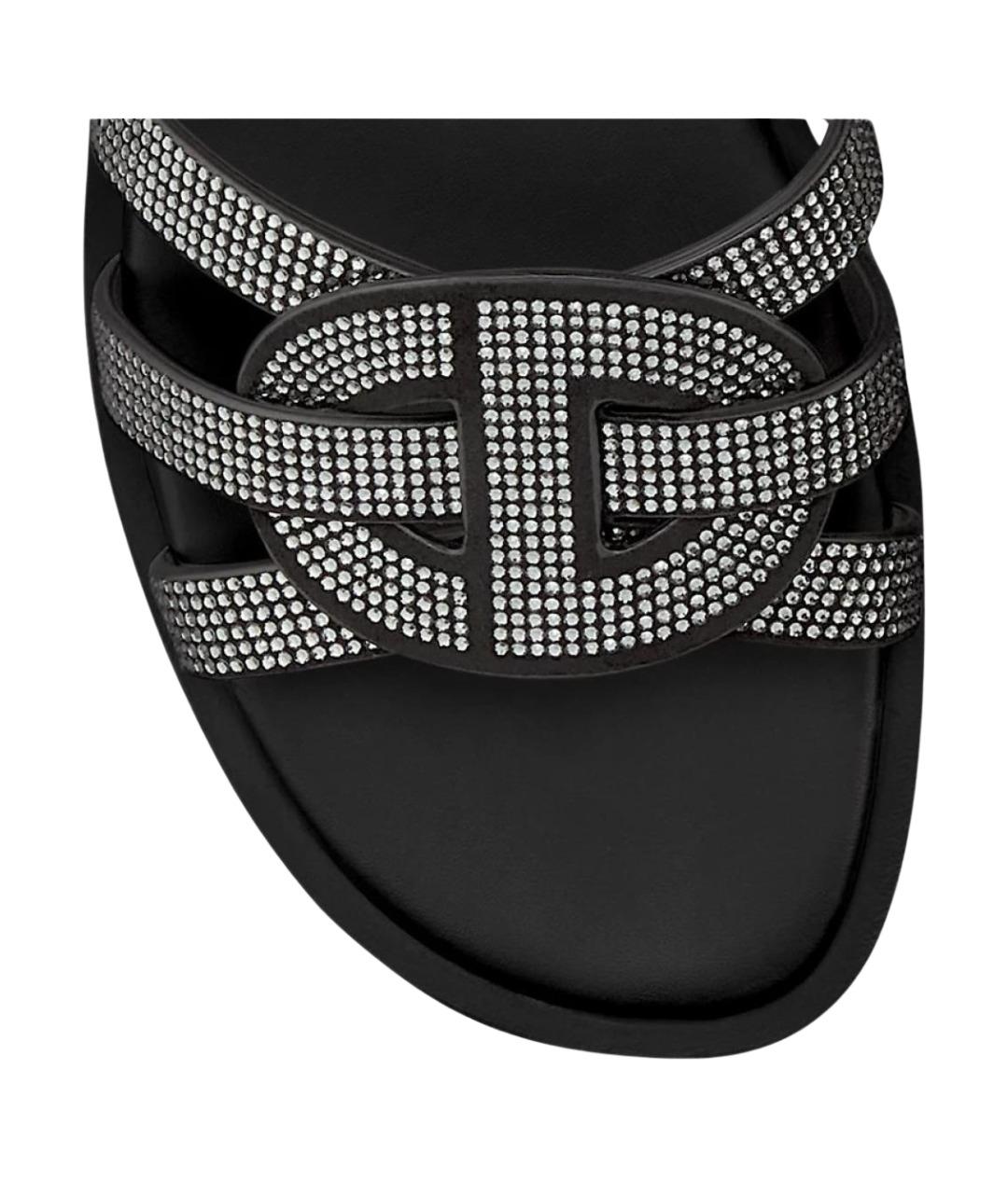 CHRISTIAN DIOR Черные кожаные сандалии, фото 4