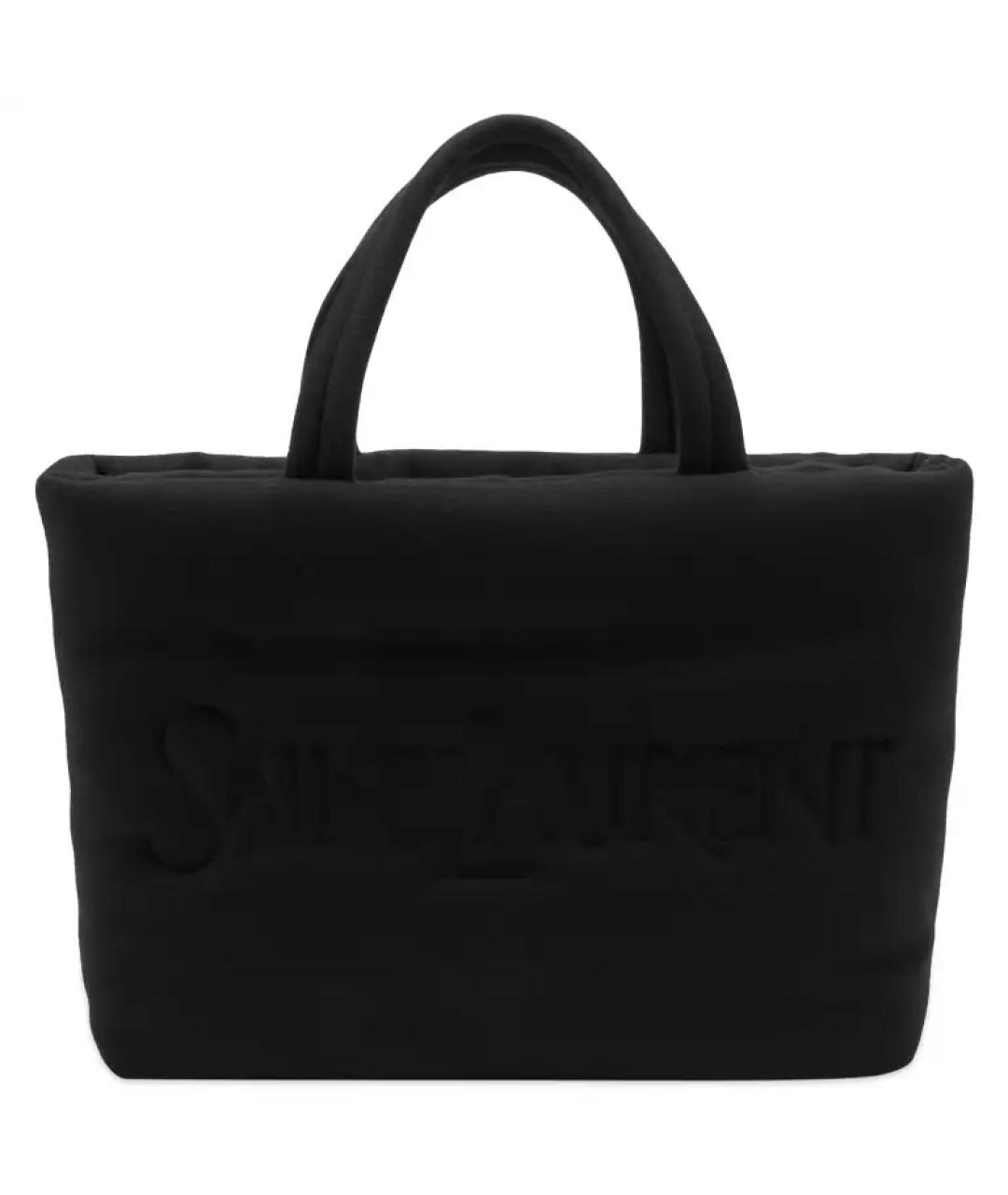 SAINT LAURENT Черная тканевая сумка тоут, фото 1