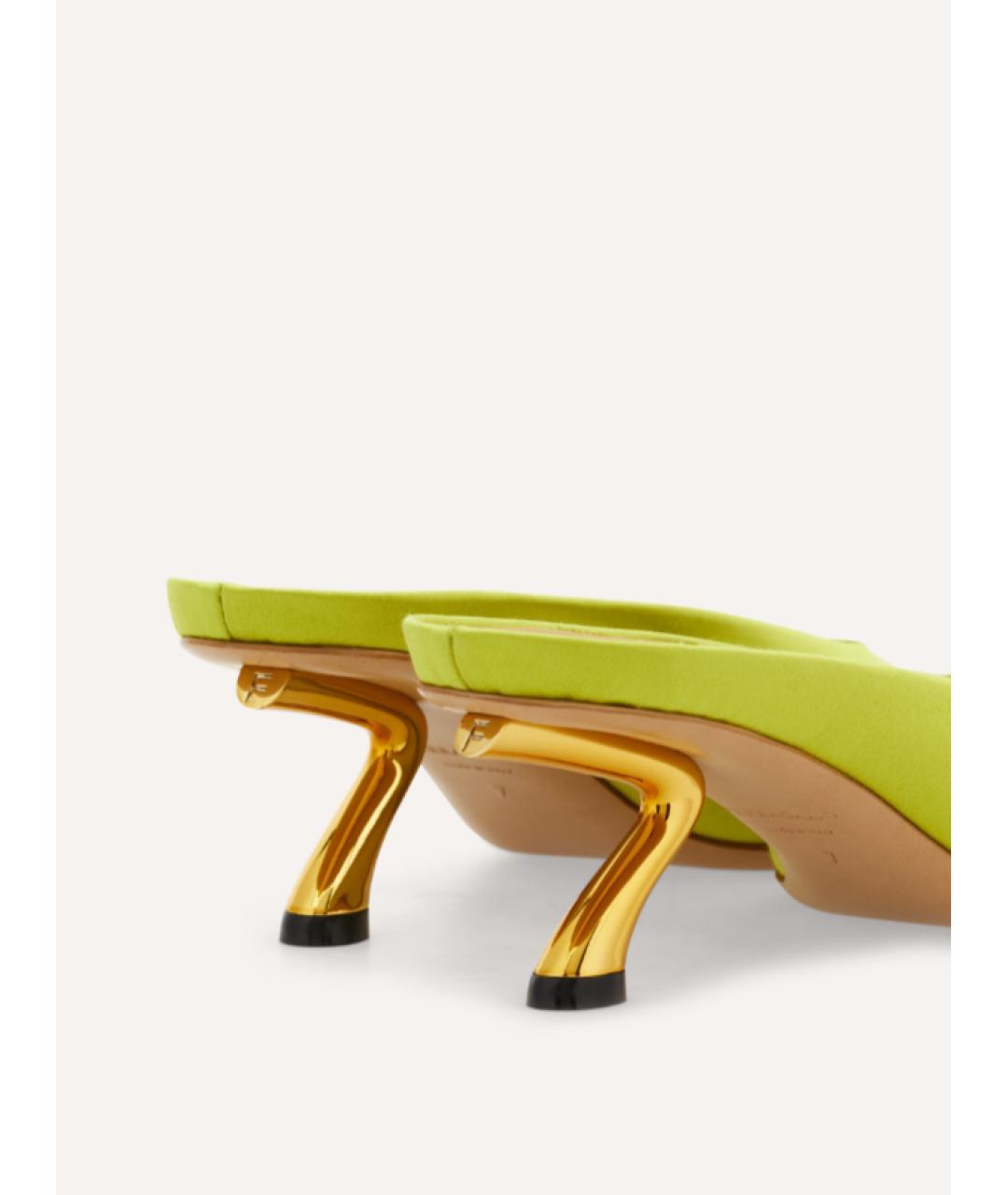FERRAGAMO Салатовые кожаные мюли, фото 5
