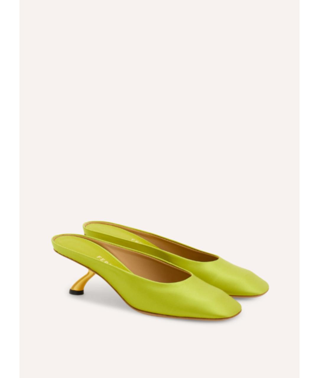 FERRAGAMO Салатовые кожаные мюли, фото 2