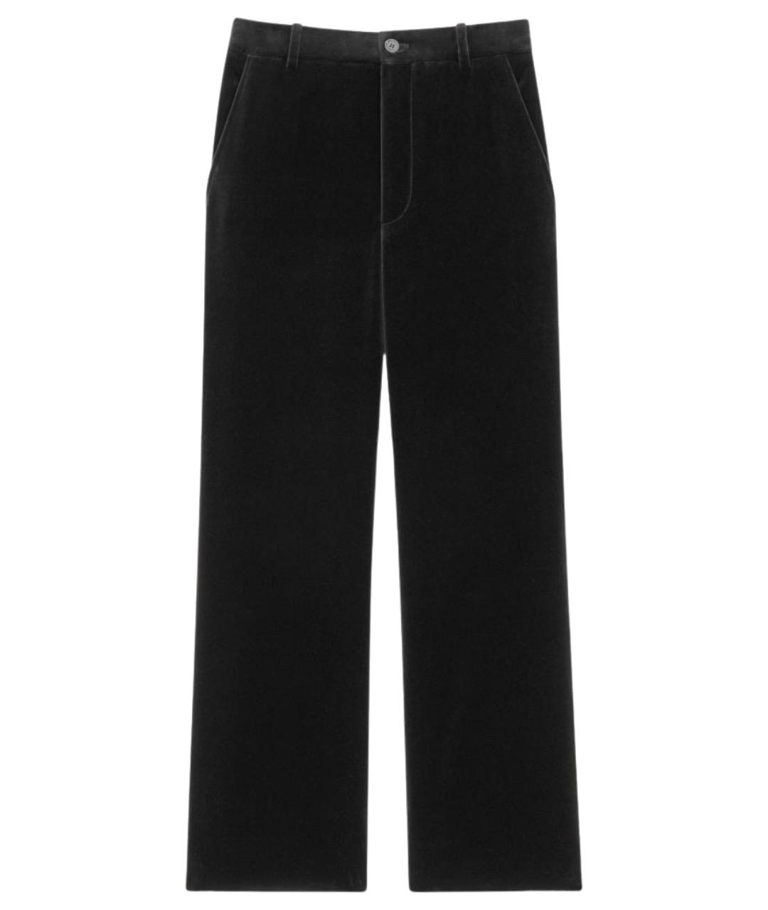 SAINT LAURENT Черные хлопковые прямые брюки, фото 1