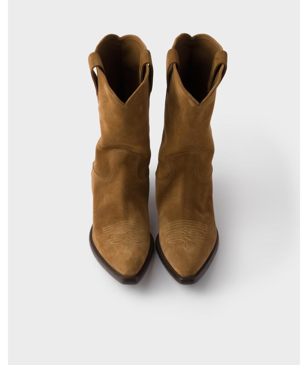 PRADA Коричневые замшевые сапоги, фото 2