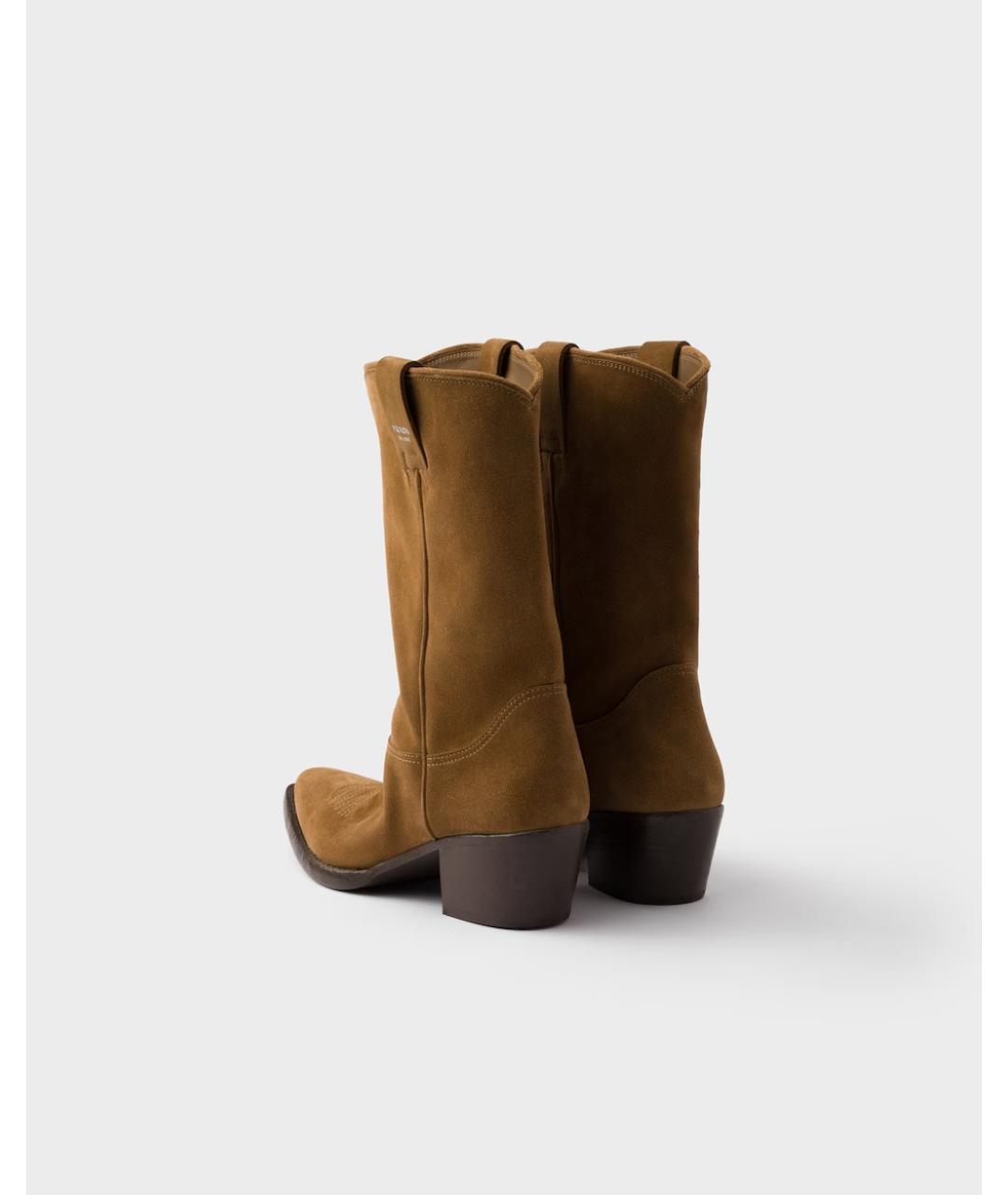 PRADA Коричневые замшевые сапоги, фото 3