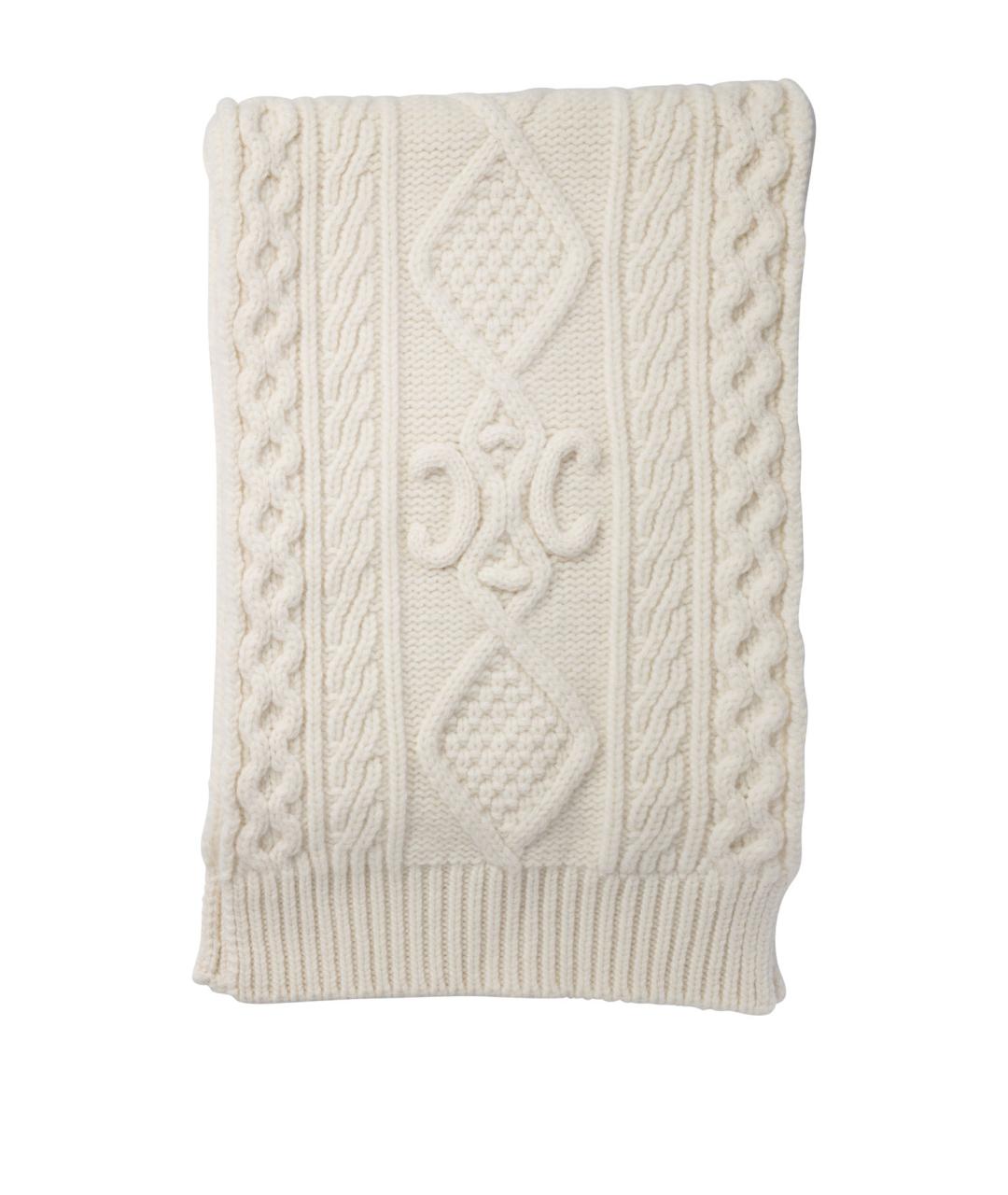 CELINE Белый шерстяной шарф, фото 1