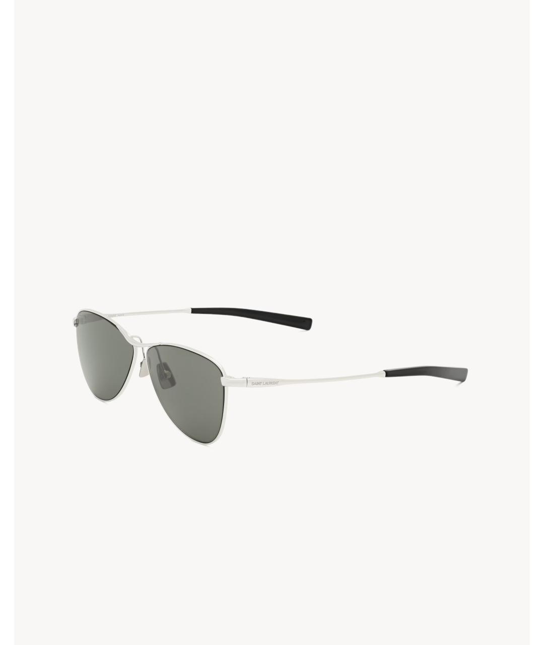 SAINT LAURENT Серебряные металлические солнцезащитные очки, фото 2