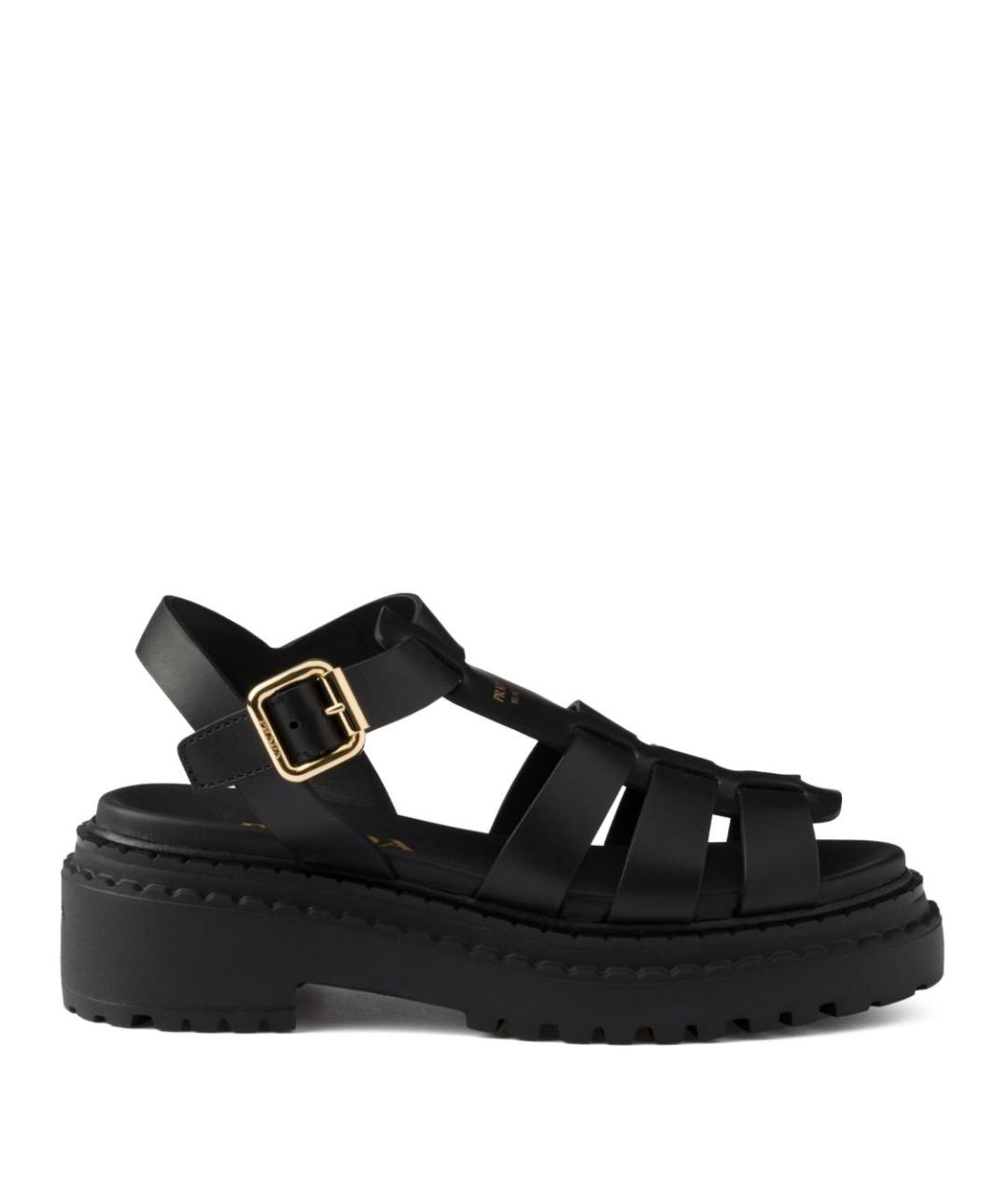 PRADA Черные кожаные сандалии, фото 1