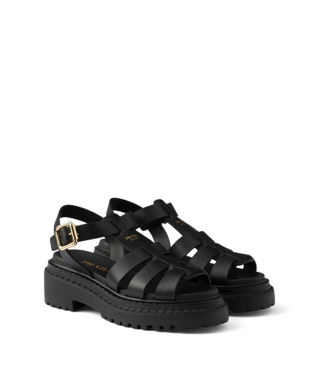 PRADA Черные кожаные сандалии, фото 3