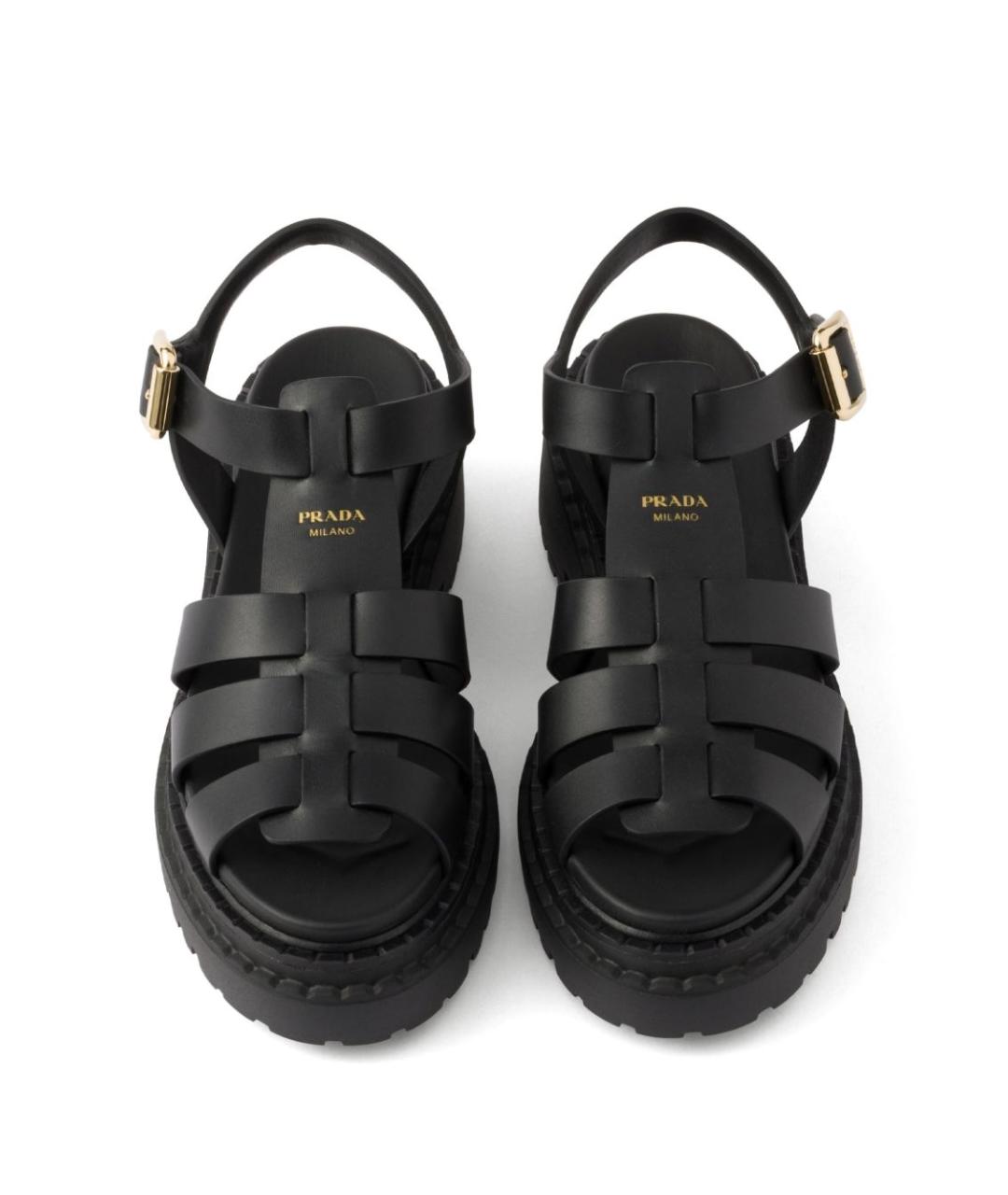 PRADA Черные кожаные сандалии, фото 2