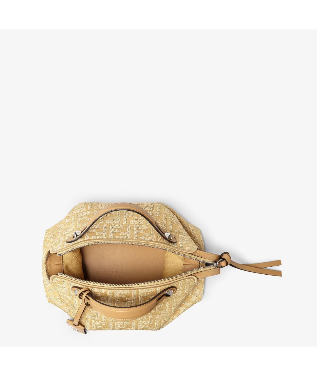 FENDI Бежевая тканевая сумка через плечо, фото 6