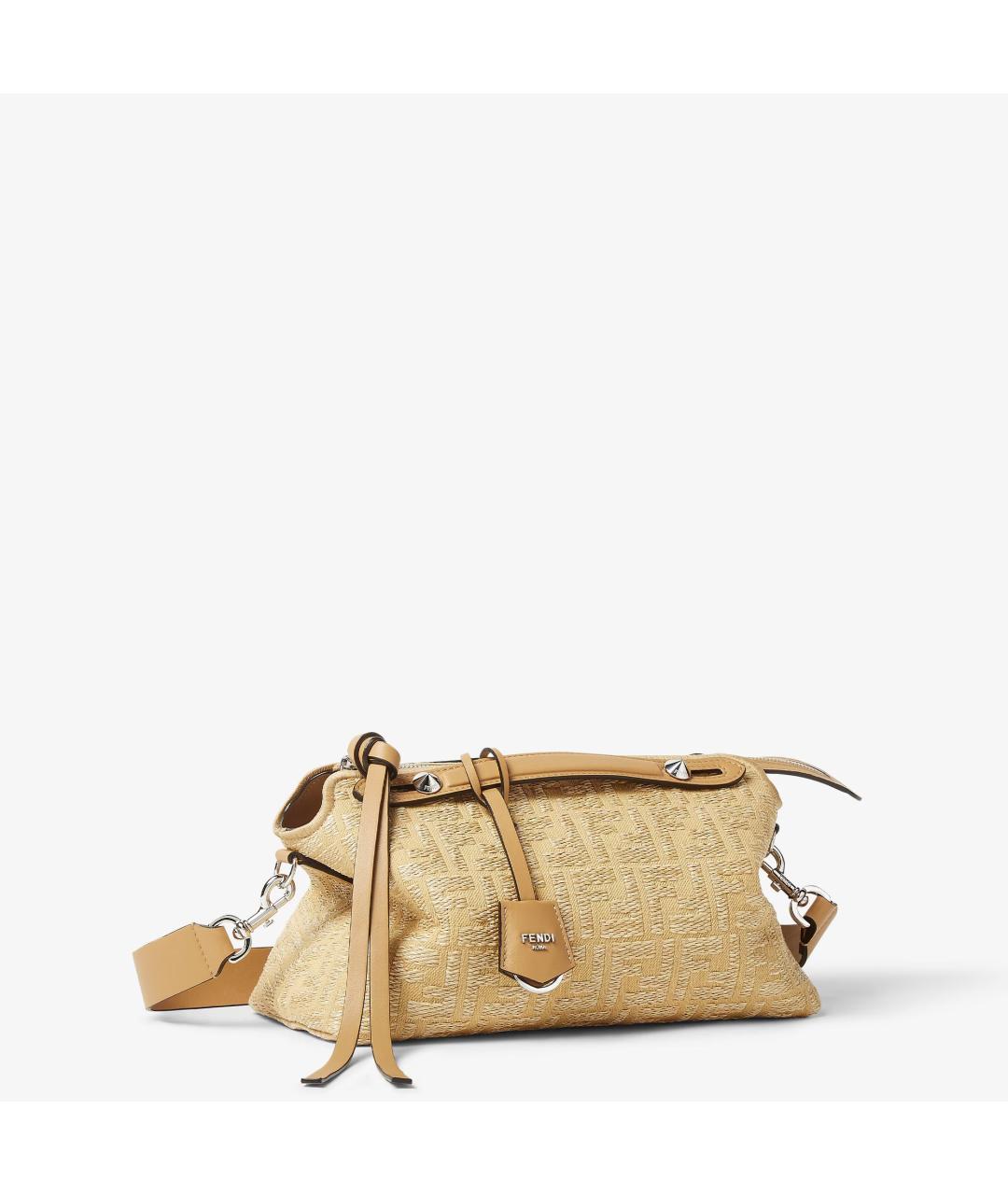 FENDI Бежевая тканевая сумка через плечо, фото 3