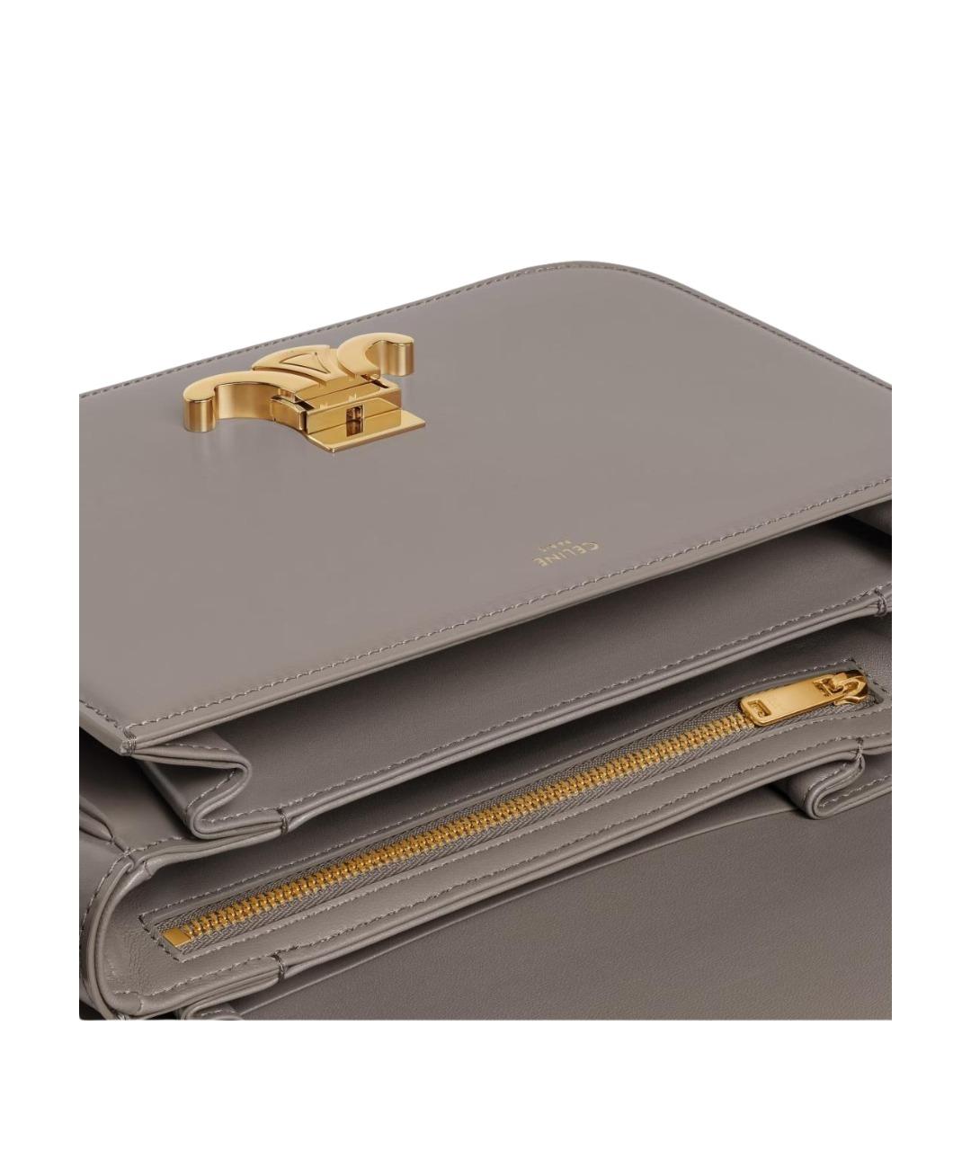 CELINE Серая кожаная сумка через плечо, фото 3