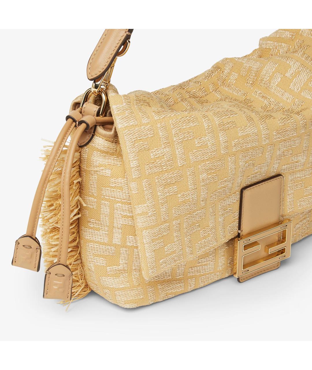 FENDI Бежевая хлопковая сумка через плечо, фото 5