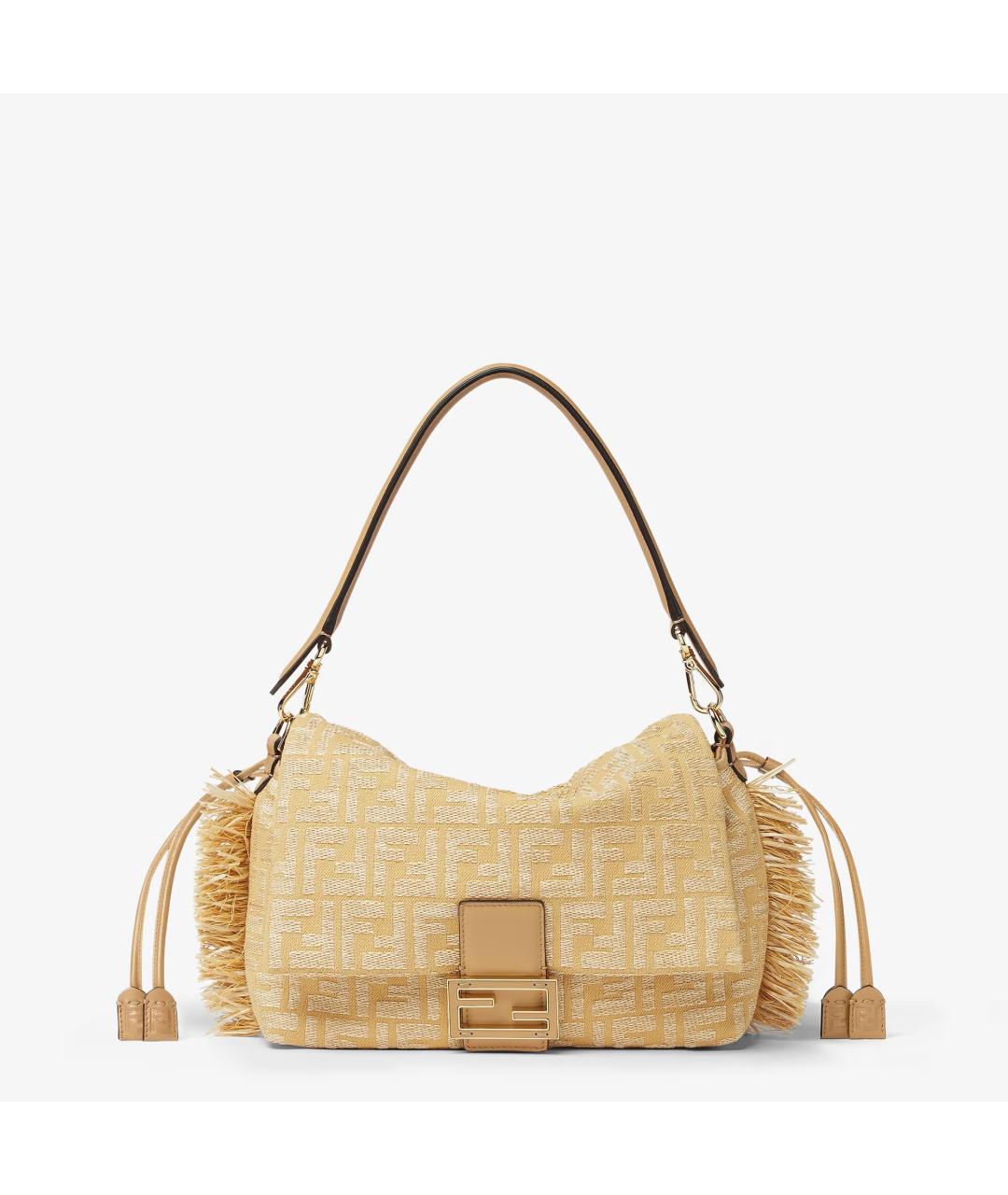 FENDI Бежевая хлопковая сумка через плечо, фото 1