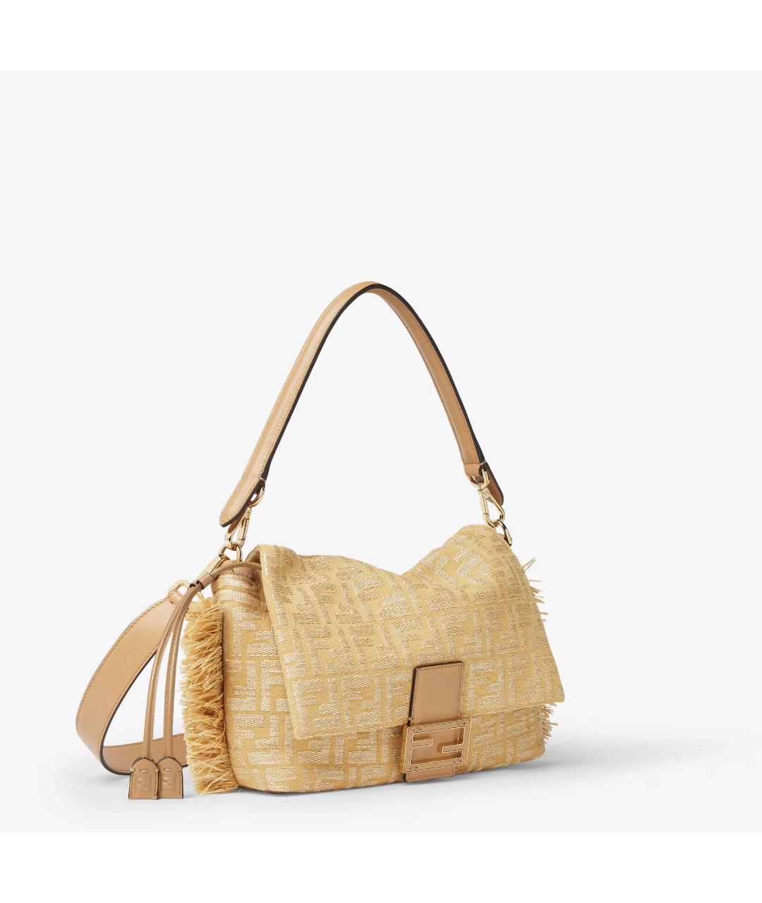 FENDI Бежевая хлопковая сумка через плечо, фото 2