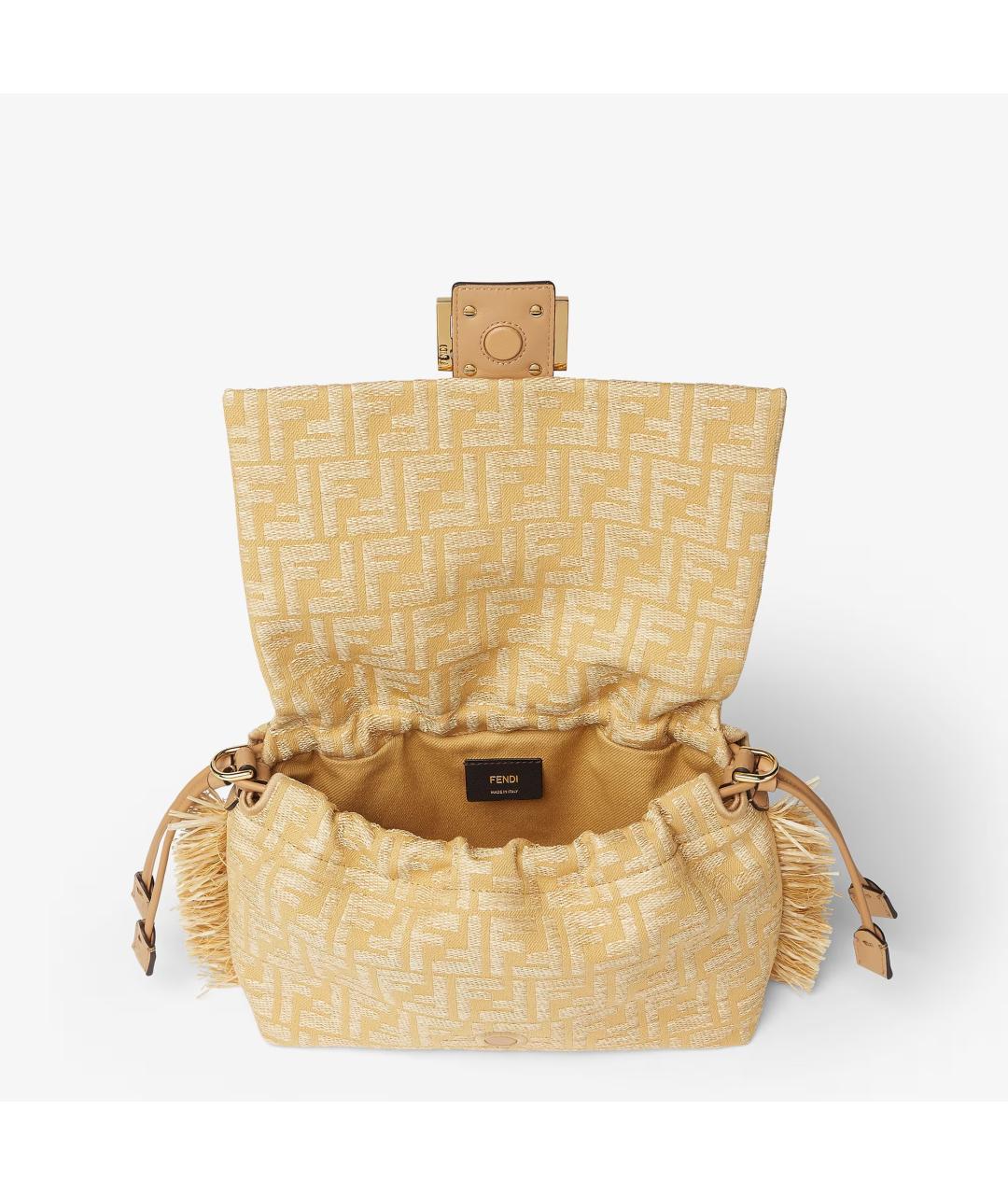 FENDI Бежевая хлопковая сумка через плечо, фото 4