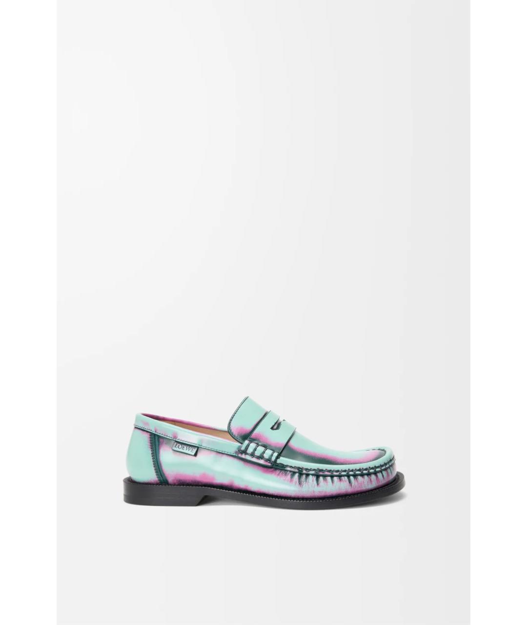 LOEWE Бирюзовые кожаные лоферы, фото 5