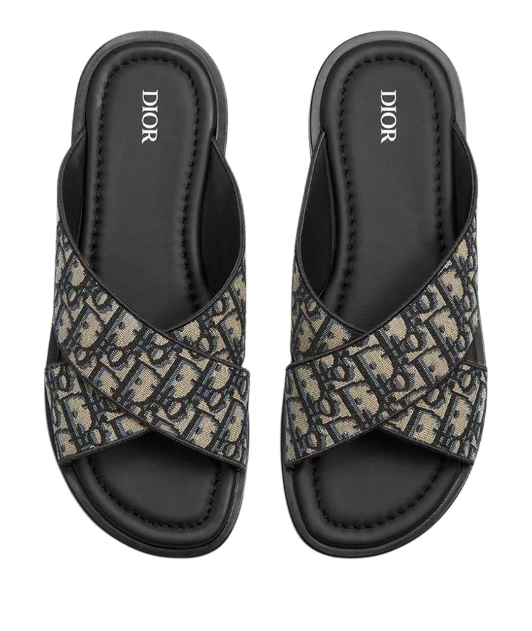 CHRISTIAN DIOR Мульти текстильные шлепанцы, фото 4
