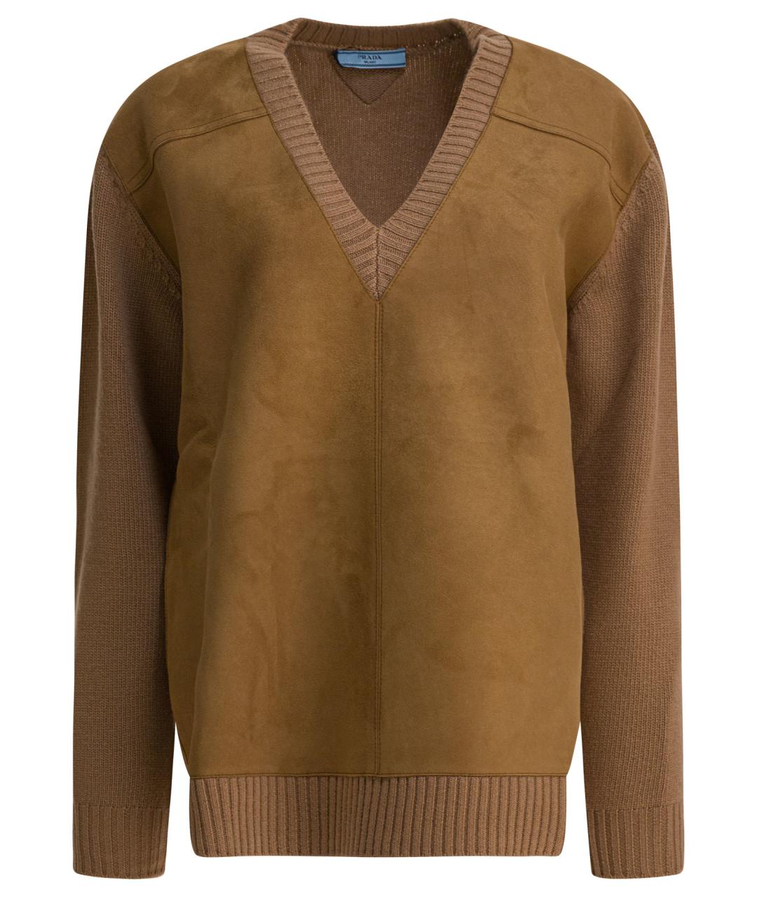 PRADA Коричневый кашемировый джемпер / свитер, фото 1