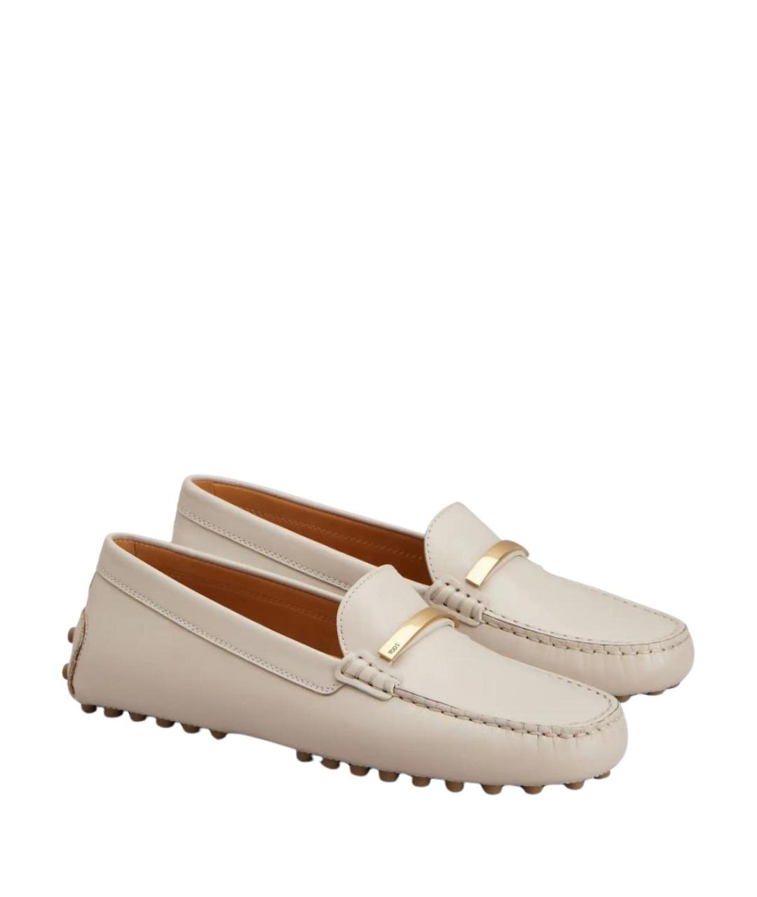 TOD'S Бежевые кожаные лоферы, фото 2