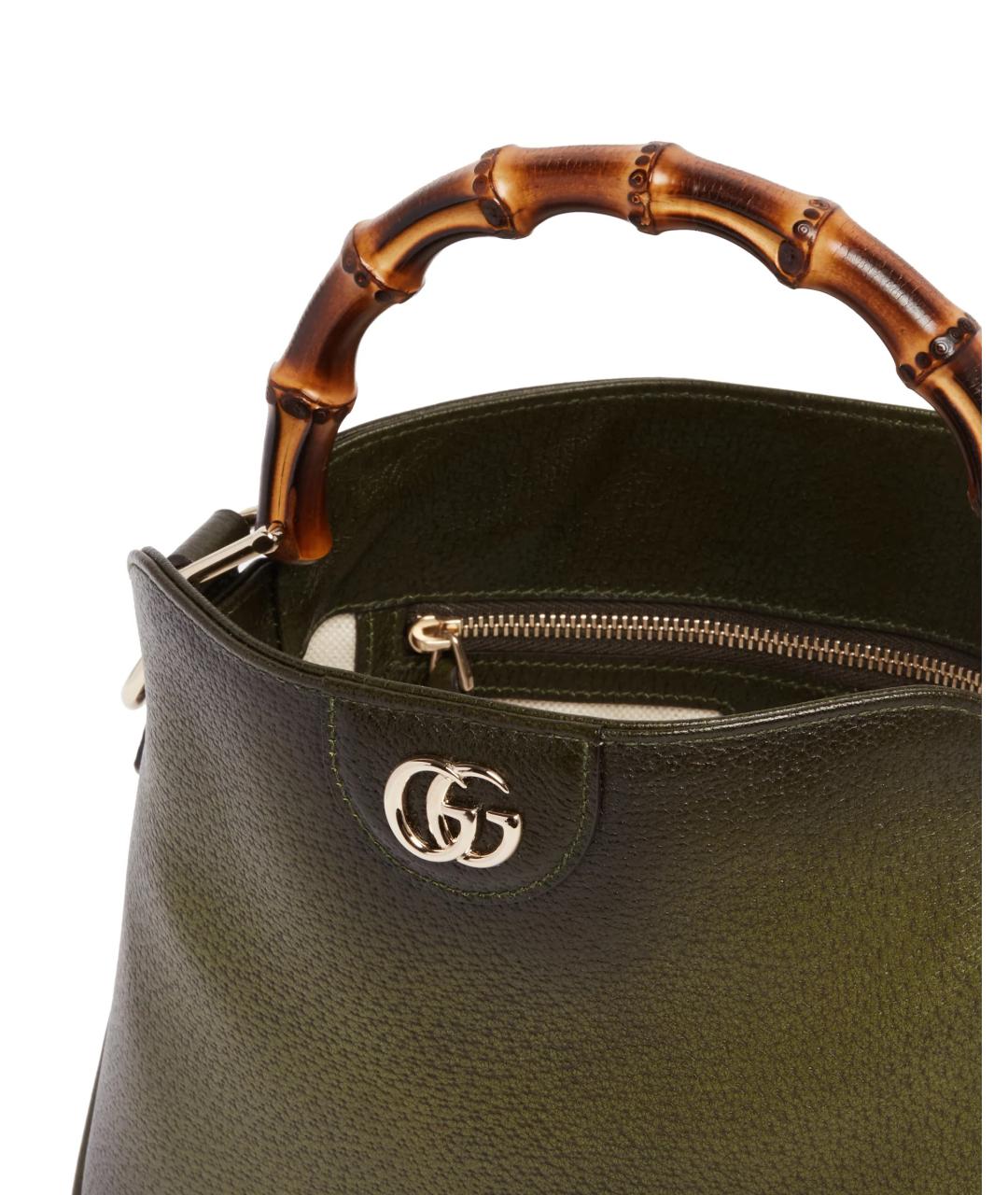 GUCCI Зеленая кожаная сумка с короткими ручками, фото 2