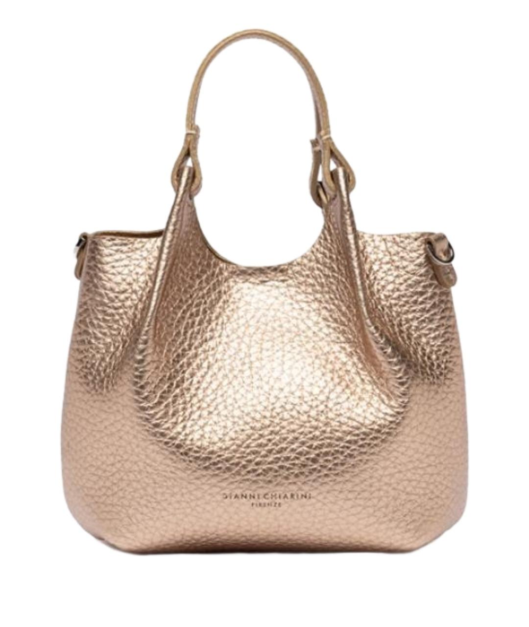 Gianni Chiarini Золотая кожаная сумка с короткими ручками, фото 1