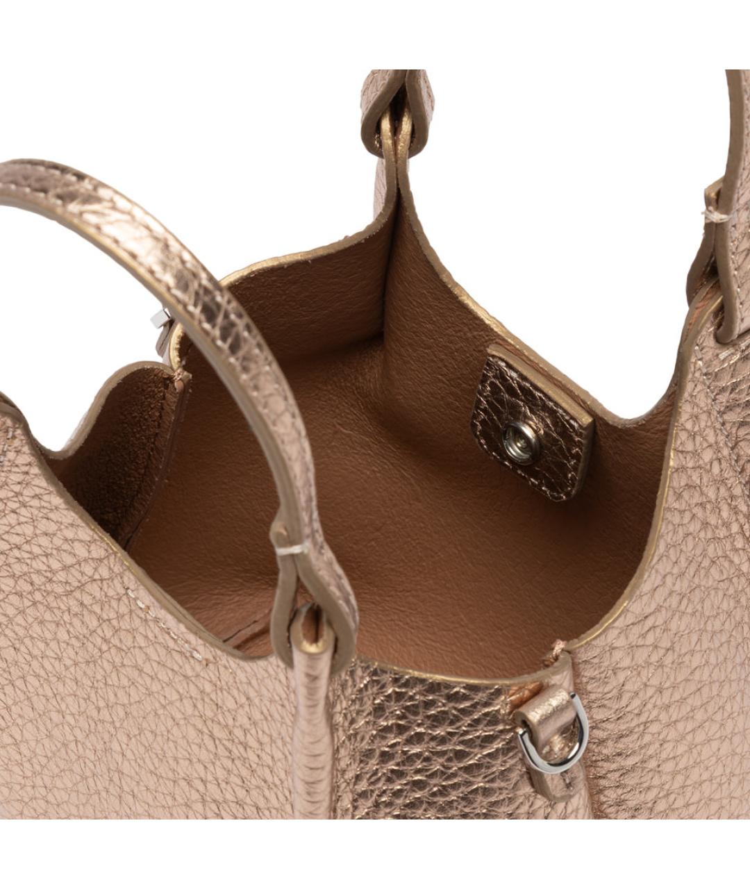 Gianni Chiarini Золотая кожаная сумка с короткими ручками, фото 4