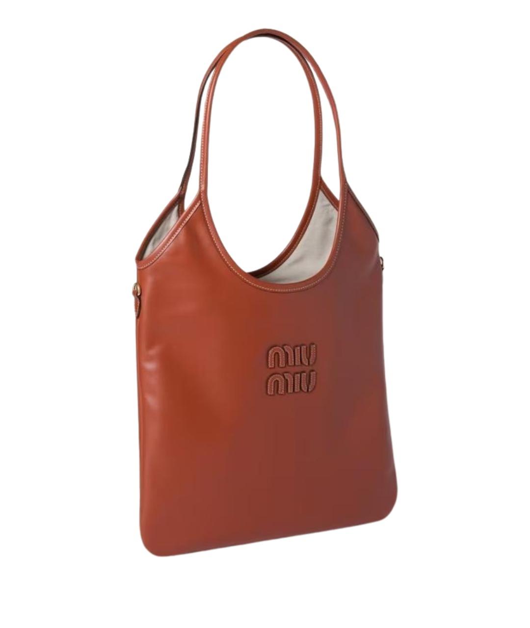 MIU MIU Коричневая кожаная сумка через плечо, фото 3