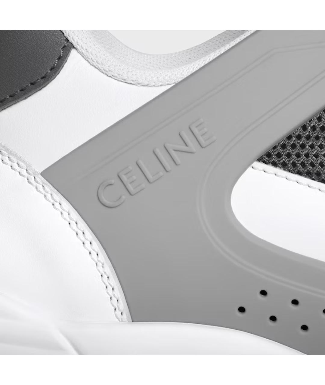 CELINE Белые кожаные низкие кроссовки / кеды, фото 5