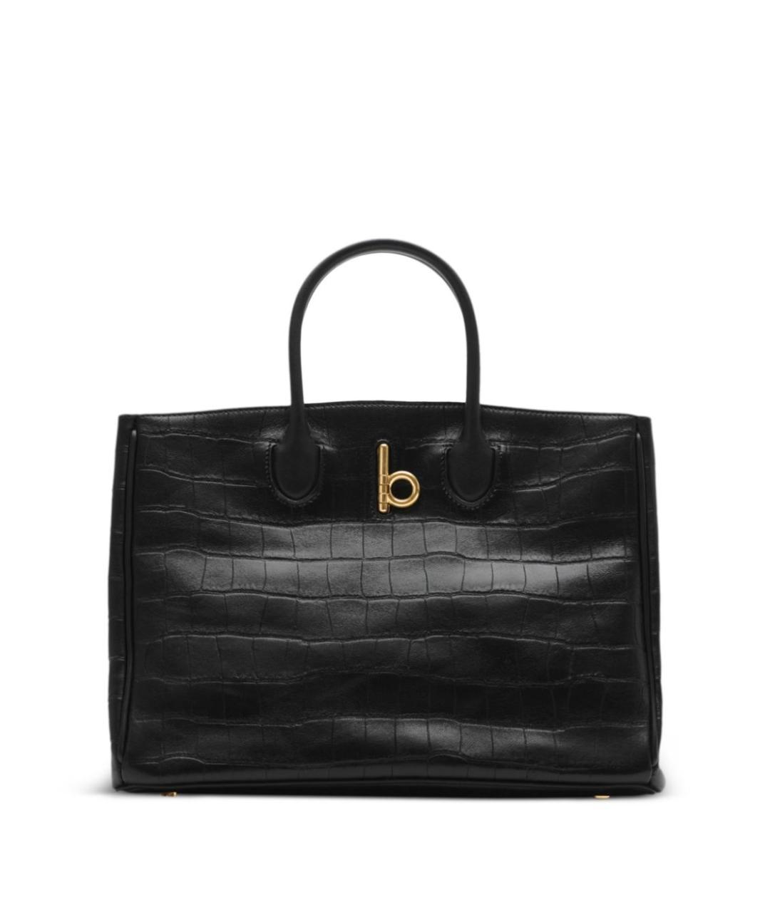 BURBERRY Черная кожаная сумка с короткими ручками, фото 1