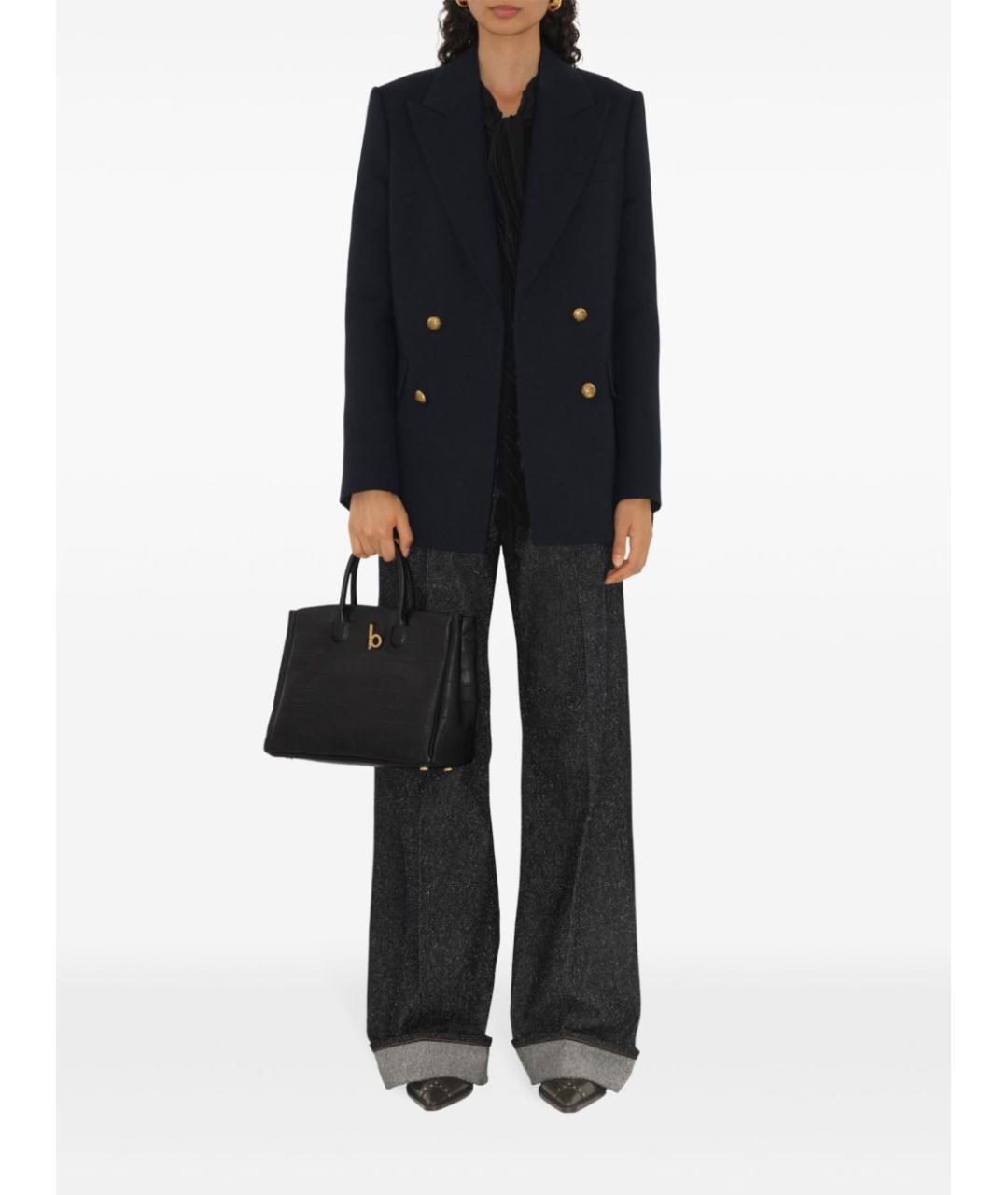 BURBERRY Черная кожаная сумка с короткими ручками, фото 5