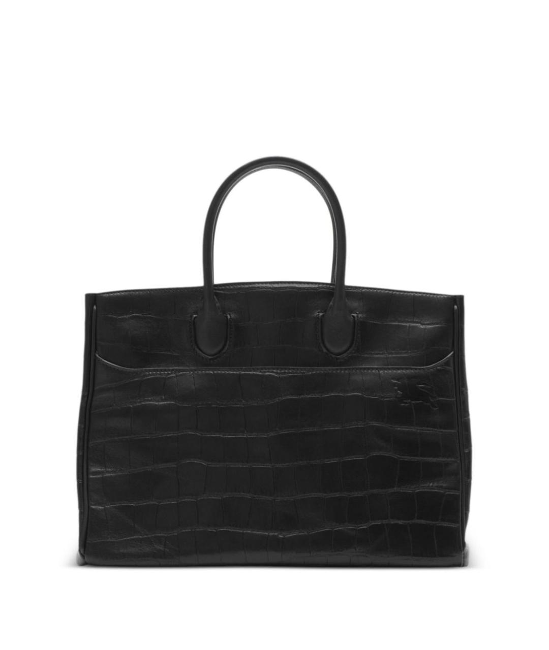 BURBERRY Черная кожаная сумка с короткими ручками, фото 2