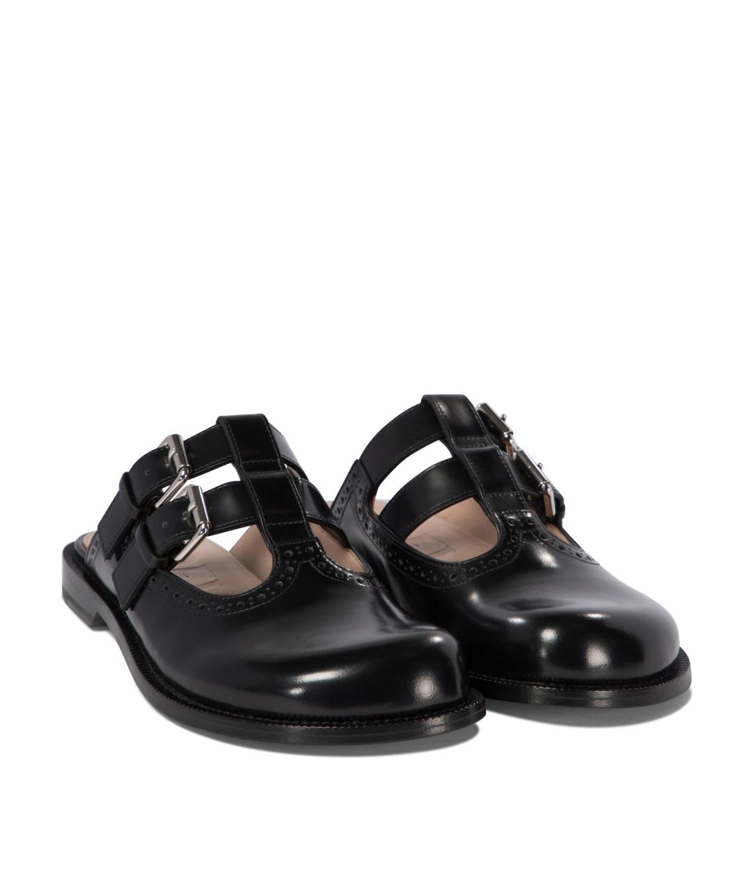 LOEWE Черные кожаные мюли, фото 2