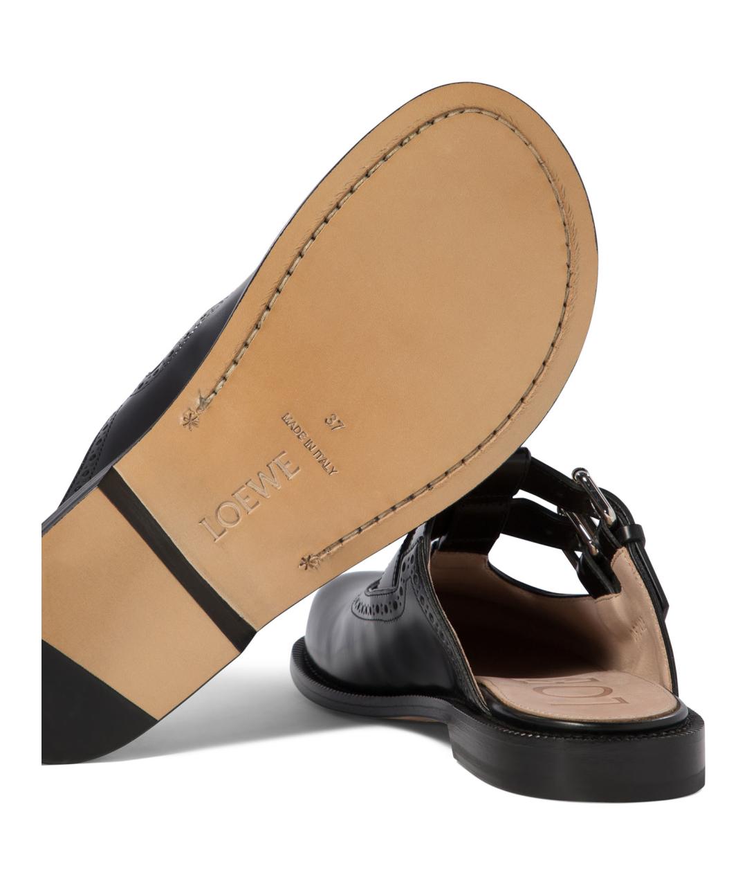 LOEWE Черные кожаные мюли, фото 5