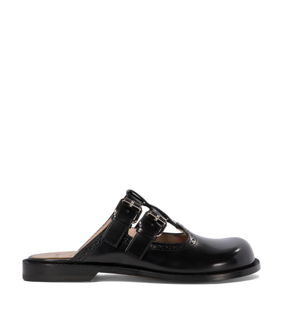 LOEWE Черные кожаные мюли, фото 1