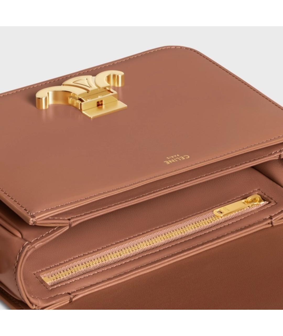 CELINE Коричневая кожаная сумка через плечо, фото 4