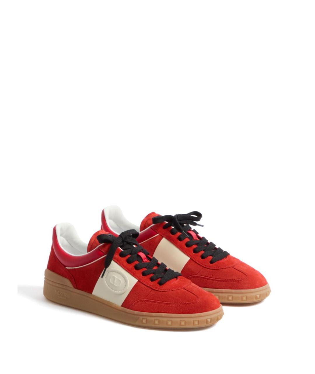 VALENTINO Красные замшевые низкие кроссовки / кеды, фото 4