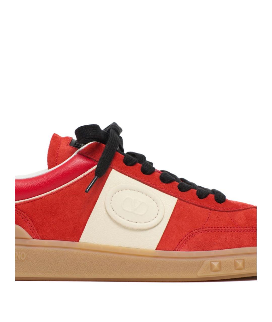 VALENTINO Красные замшевые низкие кроссовки / кеды, фото 2