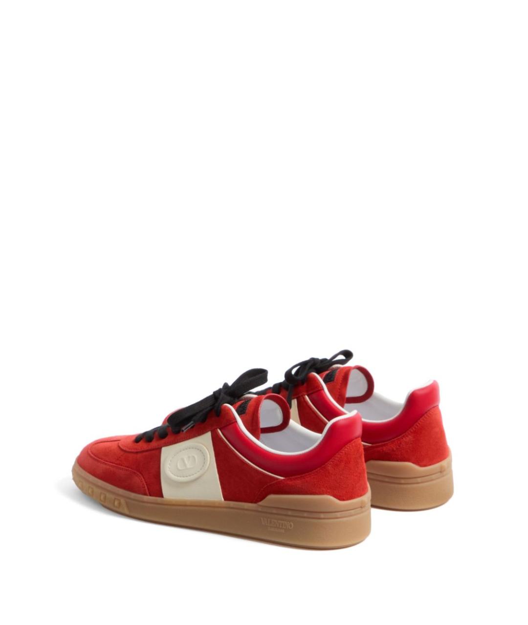 VALENTINO Красные замшевые низкие кроссовки / кеды, фото 3