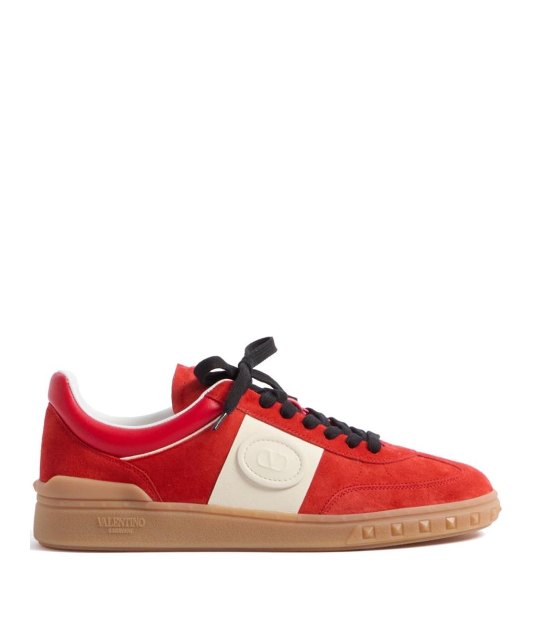 VALENTINO Красные замшевые низкие кроссовки / кеды, фото 1