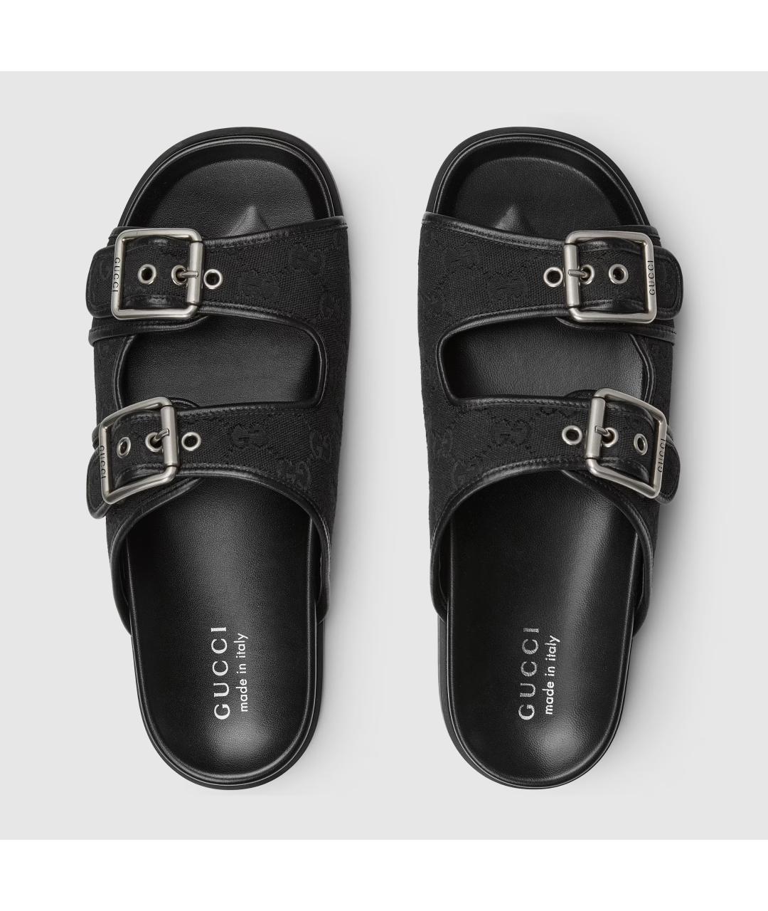 GUCCI Черные текстильные сандалии, фото 4