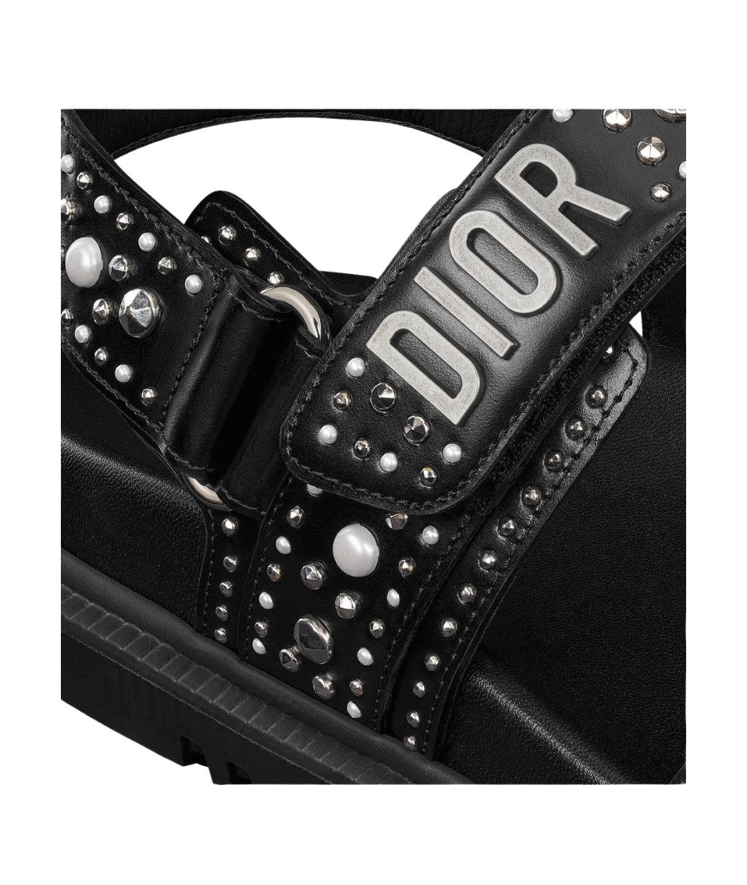 CHRISTIAN DIOR Черные кожаные сандалии, фото 5