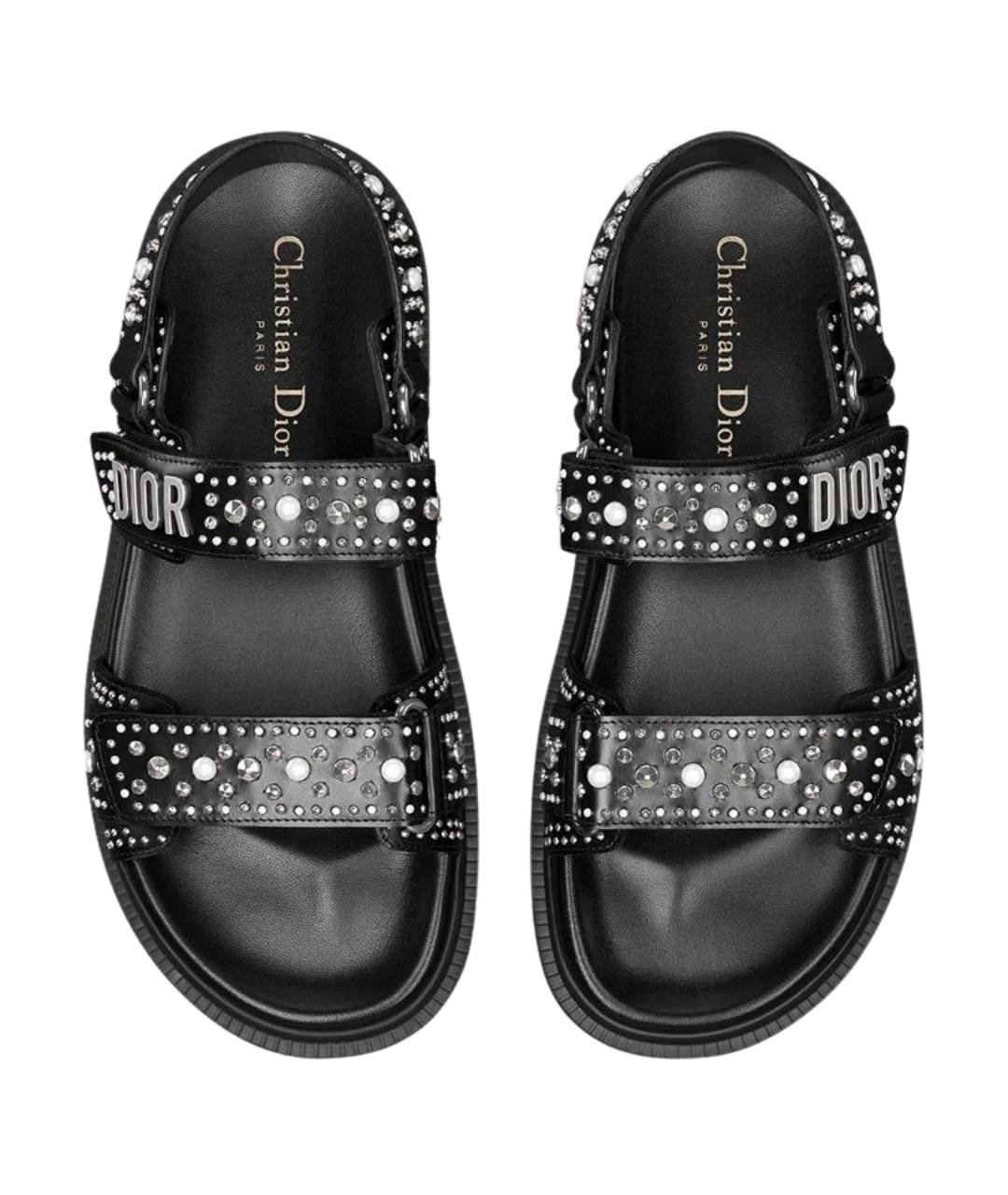 CHRISTIAN DIOR Черные кожаные сандалии, фото 3