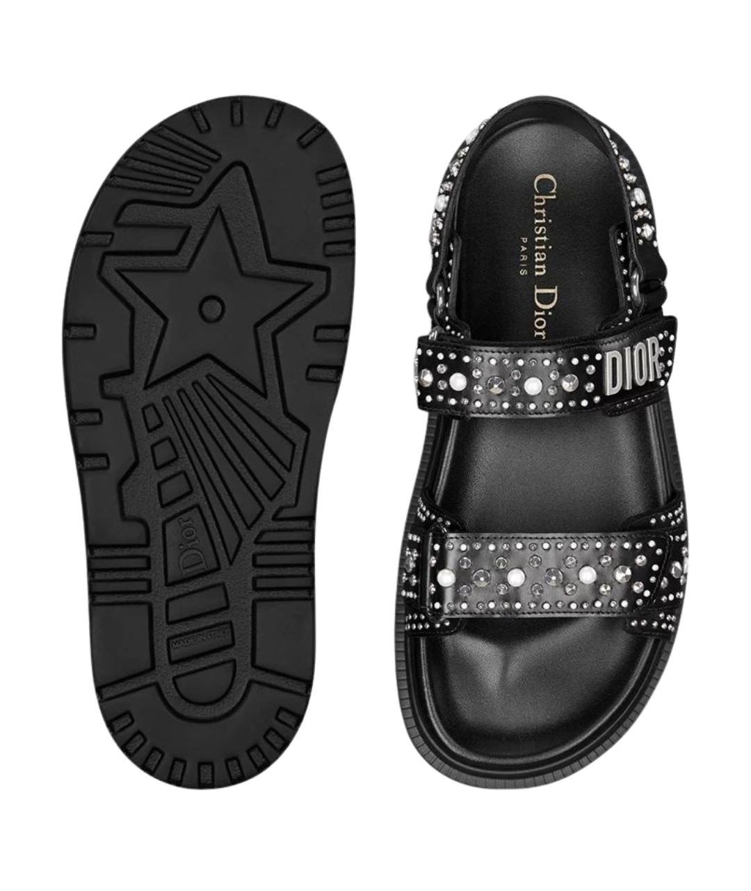 CHRISTIAN DIOR Черные кожаные сандалии, фото 4